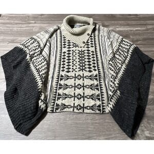 Yaira Women's Oversized Taupe & Brown Cowl Neck Sweater Poncho Size Small 0/S